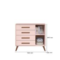 Cômoda Para Quarto Infantil Q Encanto Retro rosa Acetinado - 3