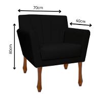 Kit Recamier Sofá Divã Clinica 140 + 2 Poltrona Iza Retro suede Preto - 2