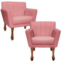 Kit Recamier Sofá Divã Clinica 140 + 2 Poltrona Iza Retro suede Rose - 3
