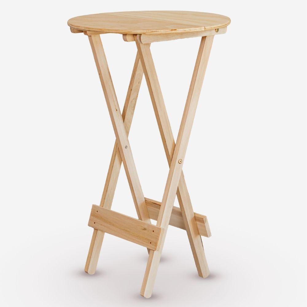 Mesa Bistrô Dobrável Redonda Em Eucalipto Sem Pintura - 1