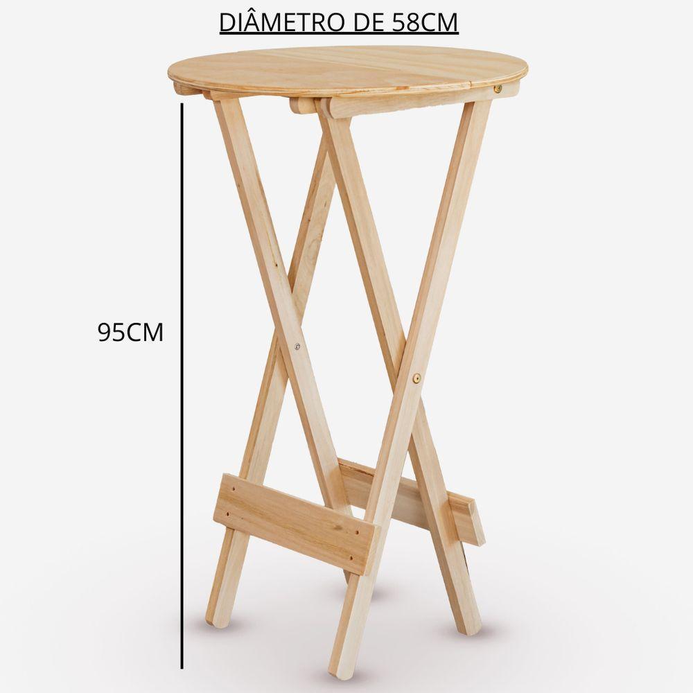 Mesa Bistrô Dobrável Redonda Em Eucalipto Sem Pintura - 2