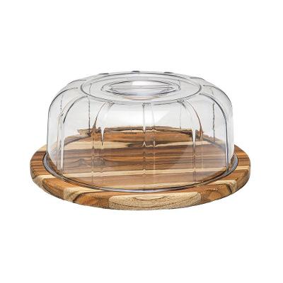 Boleira Wooden Glow 36cm Em Madeira Com Tampa Em Policarbonato