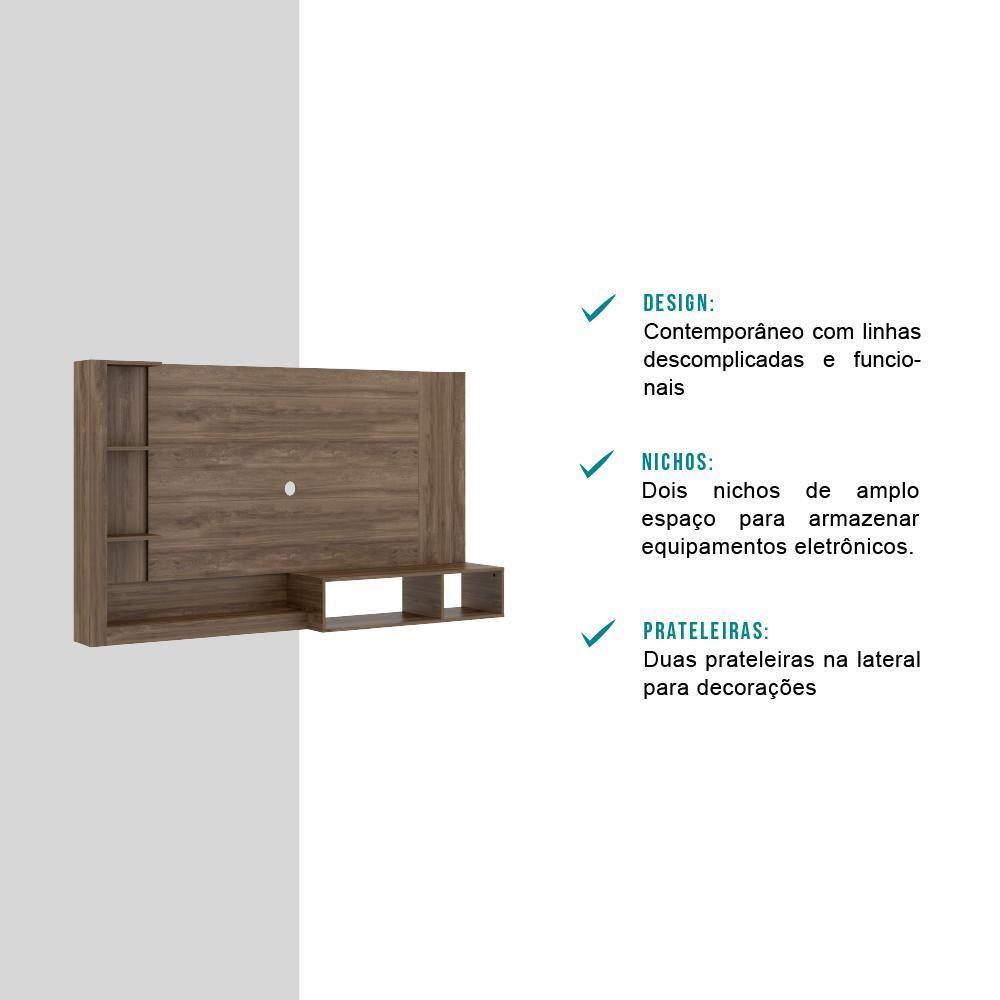 Painel Ganges P/ Tv Até 60 Polegadas Com Nicho E Prateleira - Legno Legno - 8