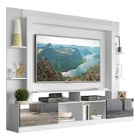 Rack com Painel Tv 65 Portas com Espelho Oslo Branco e preto - 1