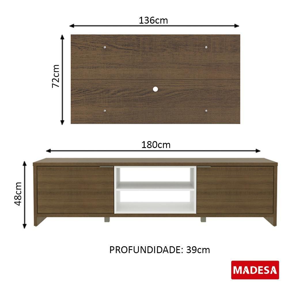 Rack Metz e Painel para TV Sala de Estar Rustic Madesa - 9