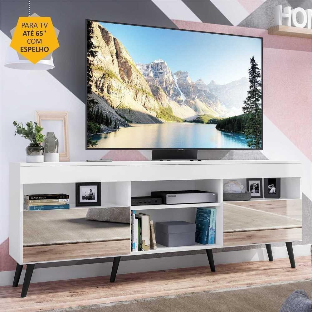 Rack Tv 65 Com Espelho, Pés Retrô e 2 Portas Paris - 2