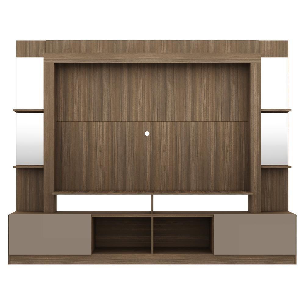 Rack com Painel Tv 65 Prateleiras com Espelho Oslo Madeirado - 1