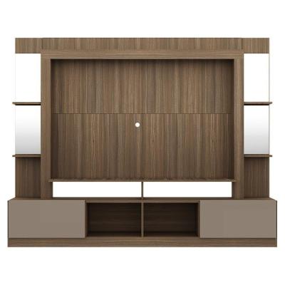 Rack com Painel Tv 65 Prateleiras com Espelho Oslo Madeirado