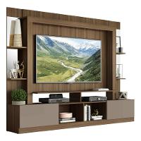 Rack com Painel Tv 65 Prateleiras com Espelho Oslo Madeirado - 2