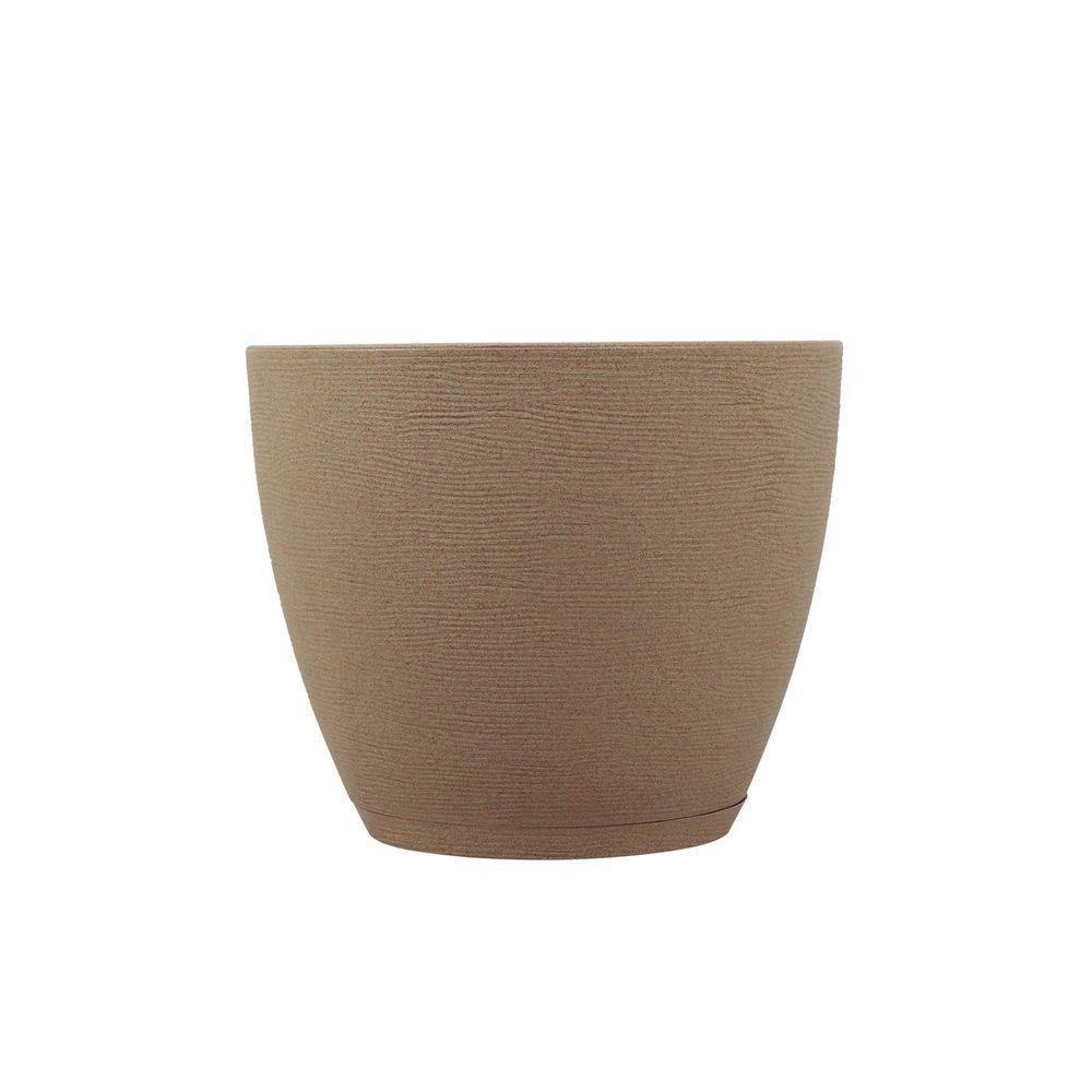 Vaso Tramontina Asteca Em Polietileno Granito Areia Com Prato 38 Cm Tramontina - 3