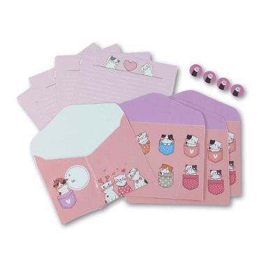 Kit Papeis De Carta Com Envelopes La Palomita Gatinho