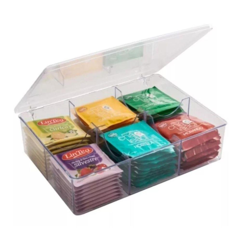 Caixa Organizadora Porta Sachês De Chá Açúcar 6 Divisórias Acrílico Utily - 2