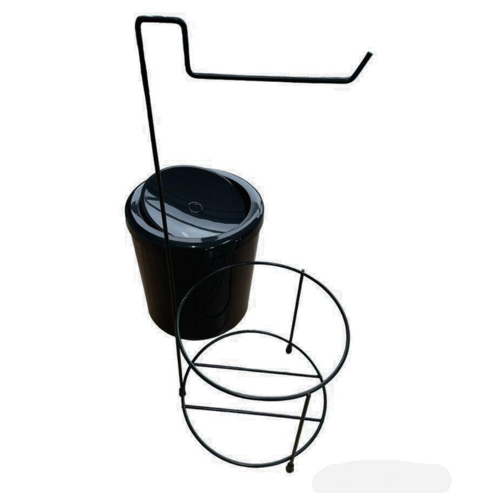 Lixeira Basculante Com Suporte Papel Higiênico 5lt Haus Preta - 3