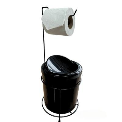 Lixeira Basculante Com Suporte Papel Higiênico 5lt Haus Preta