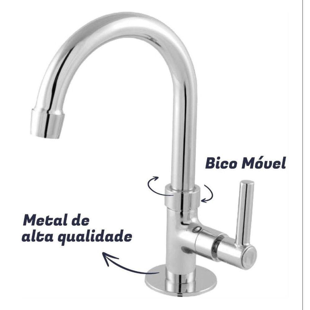 Torneira Para Banheiro Lavatorio De Metal Cromado 1/4 De Volta - 5