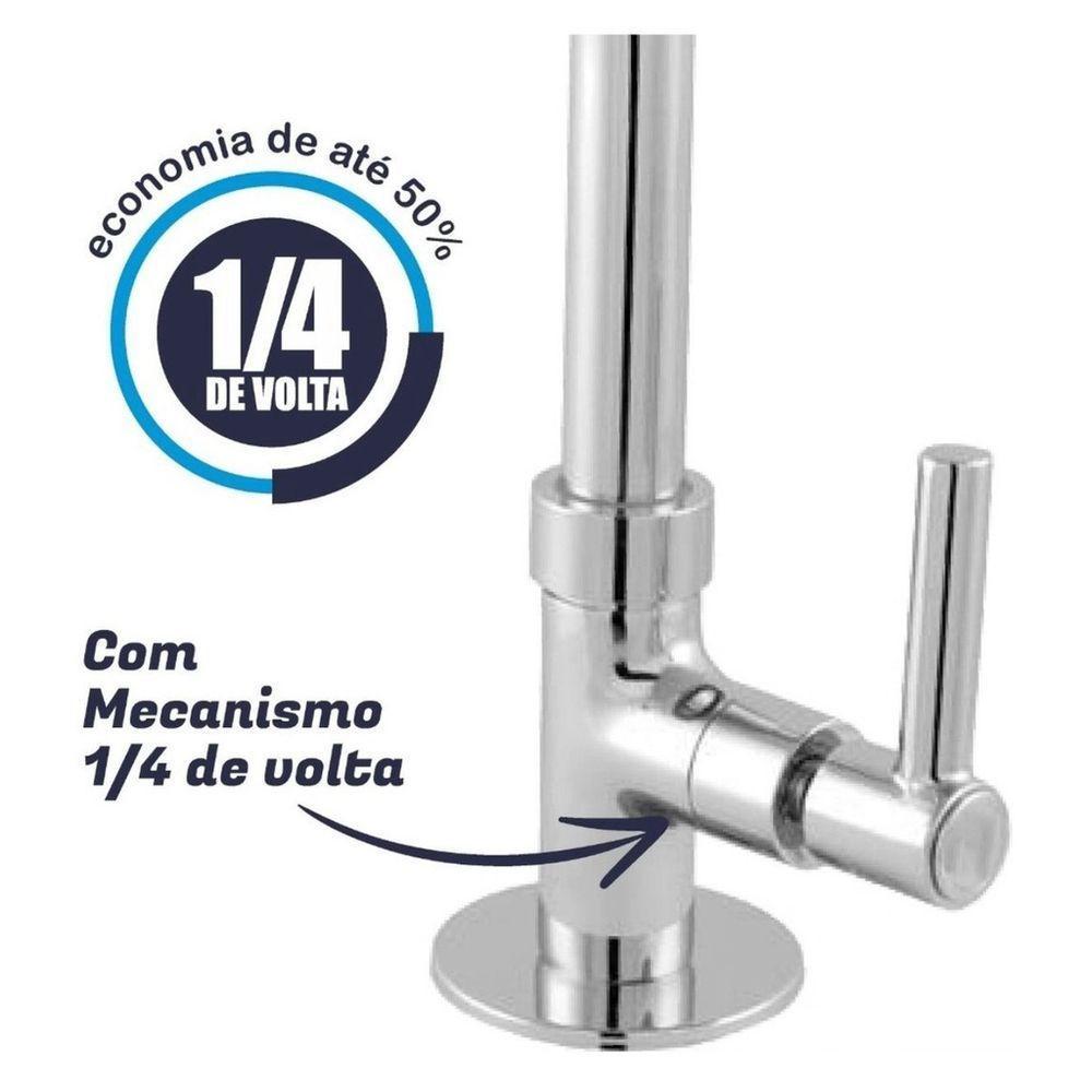 Torneira Para Banheiro Lavatorio De Metal Cromado 1/4 De Volta - 6
