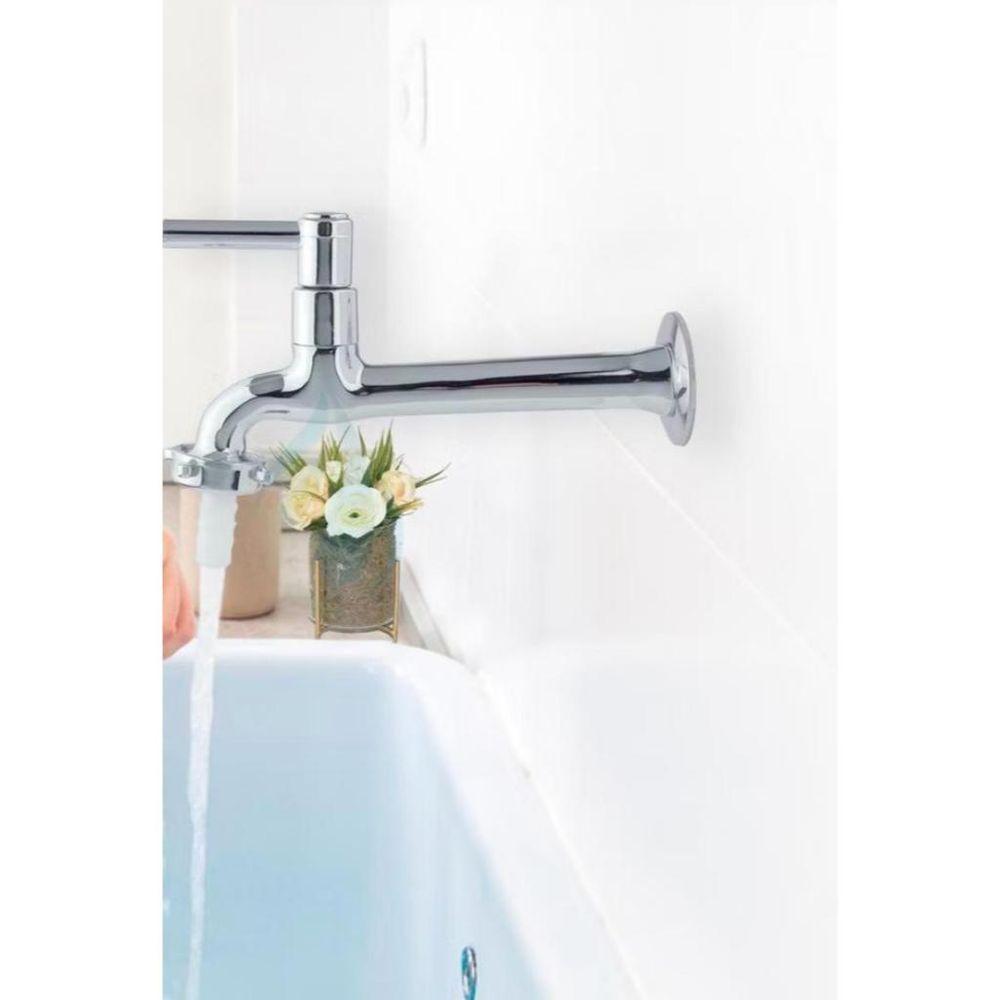 Torneira Tanque Jardim Parede Com Bico Para Mangueira 1158 C-72 Metal 1/4 Volta - 3