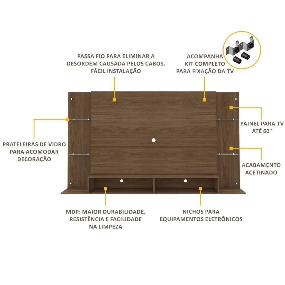 Painel com Suporte TV até 60" Nairóbi Nogueira Multimóveis - 6