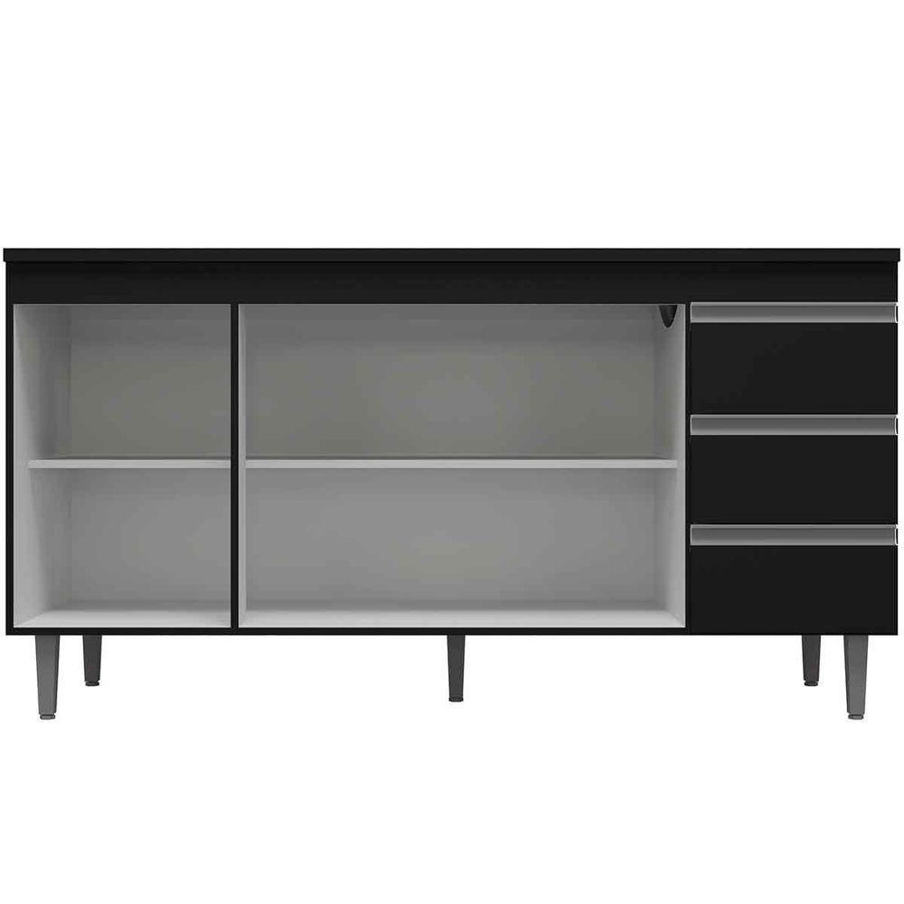 Balcão de Pia 150 Cm Adriana 3 Portas 3 Gavetas Cinza - 4