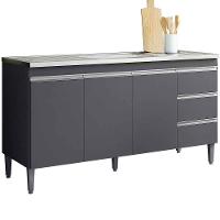 Balcão de Pia 150 Cm Adriana 3 Portas 3 Gavetas Cinza - 1