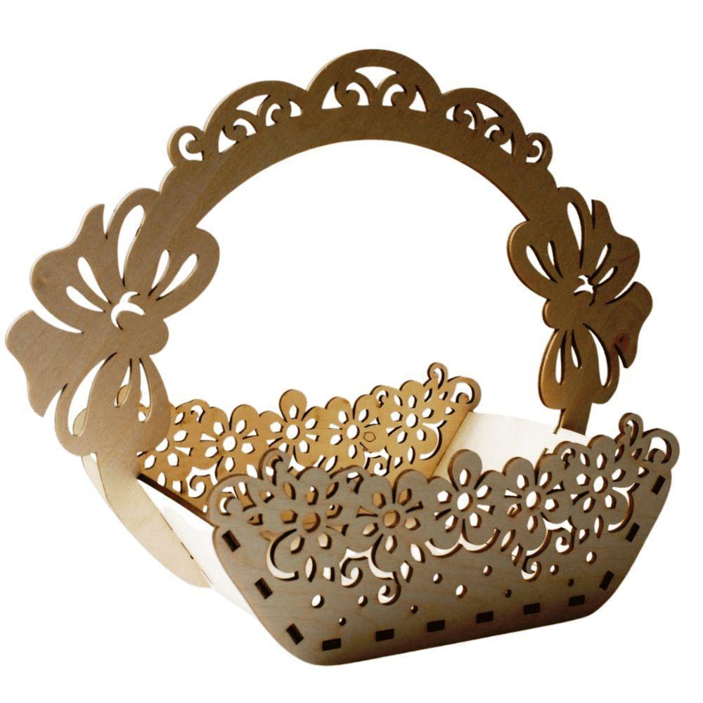 Cesta Com Alça Corte à Laser Em Mdf - 1