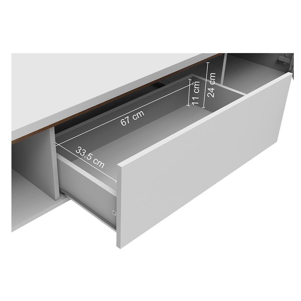 Rack Para TV Até 75 Polegadas Madesa Reims 2 Portas 1 Gaveta Branco - 2