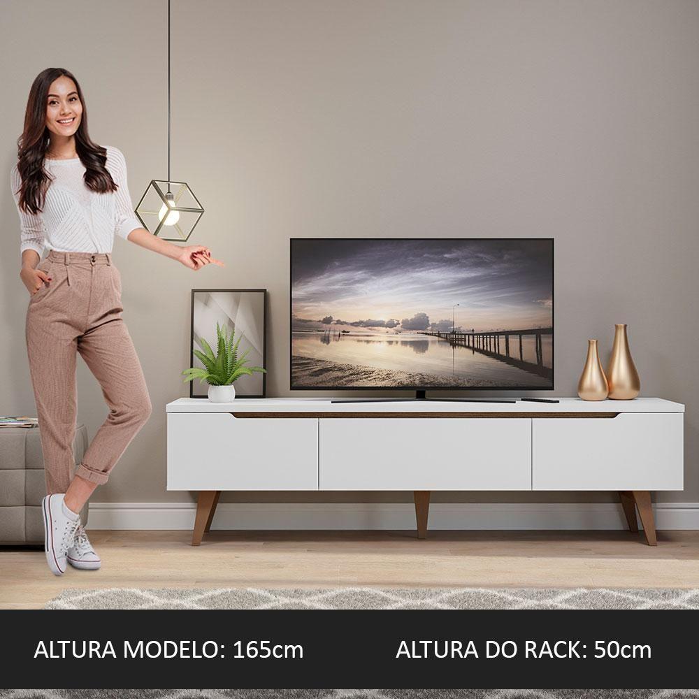 Rack Para TV Até 75 Polegadas Madesa Reims 2 Portas 1 Gaveta Branco - 6