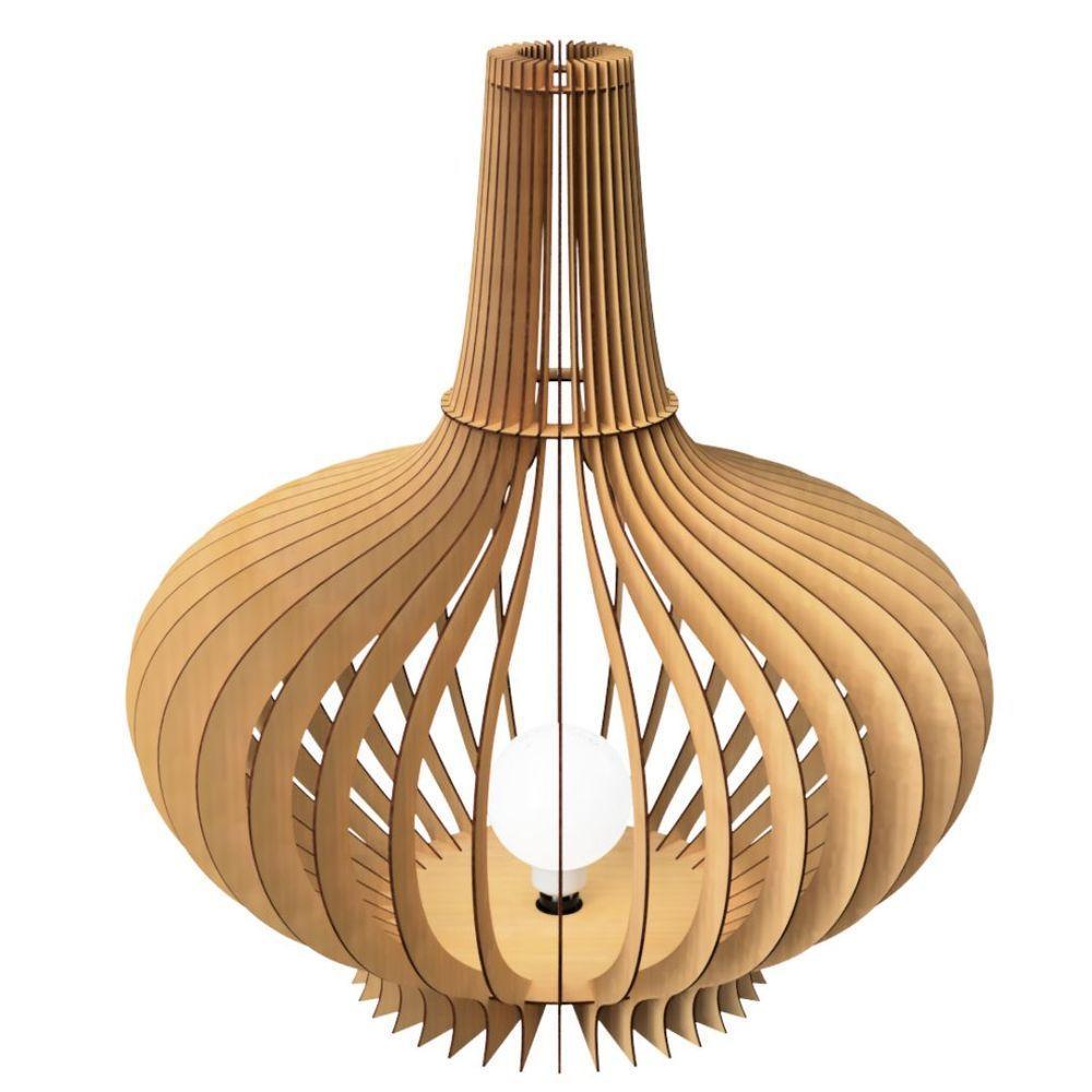 Luminária De Chão Jasmine Mdf Luminária Mdf Cru Tamanho 80x70cm - 1