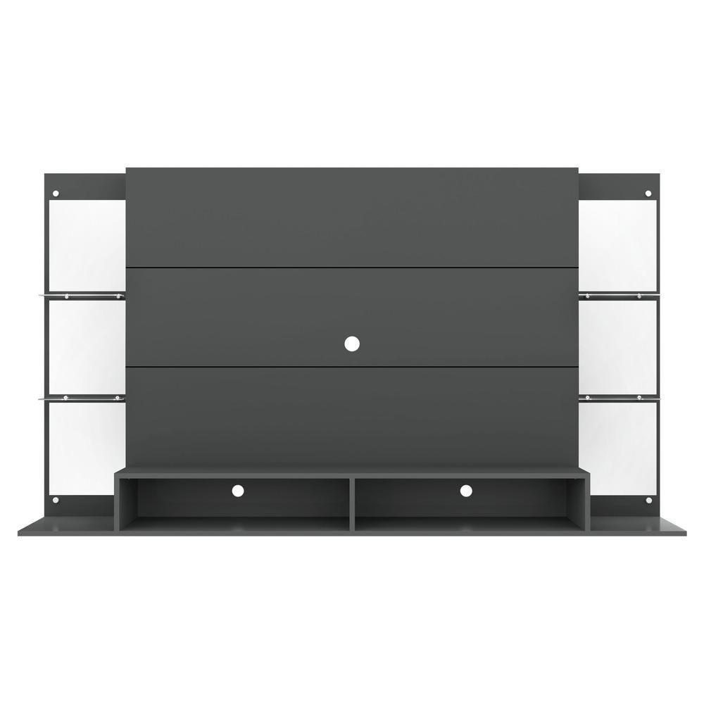 Painel Tv 60 com Suporte Espelho e Prateleiras Vidro Grafite - 1