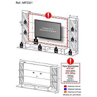 Painel Tv 60 com Suporte Espelho e Prateleiras Vidro Grafite - 3