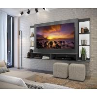 Painel Tv 60 com Suporte Espelho e Prateleiras Vidro Grafite - 5