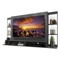 Painel Tv 60 com Suporte Espelho e Prateleiras Vidro Grafite - 8