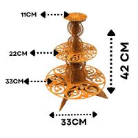 Bandeja De Bolo 3 Andares Com Detalhes Vazados Em Mdf - 3