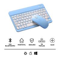 Teclado Sem Fio Bluetooth Recarregável Com Mouse - Azul - 8