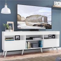 Rack Tv 65'' Com Pés Retrô E 2 Portas Multimóveis Branco - 1