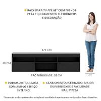 Rack Tv 65'' Com 2 Portas Paris Multimóveis Preto - 5