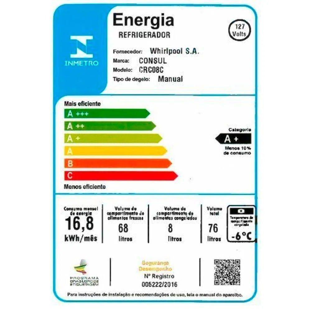 Frigobar Consul com Gaveta Multiuso CRC08CB 76 Litros - 110V - 6
