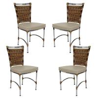 4 Cadeiras Em Alumínio E Fibra Sintética Jk Cozinha Edícula Cappuccino E Nautico Bege - 2