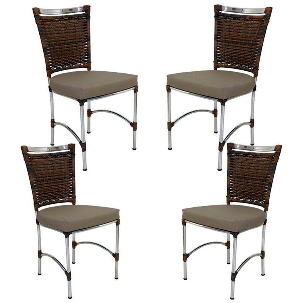 4 Cadeiras Jk Em Alumínio E Fibra Sintética Cozinha Edícula Argila E Lisato Fendi - 1