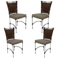 4 Cadeiras Jk Em Alumínio E Fibra Sintética Cozinha Edícula Argila E Lisato Fendi - 1