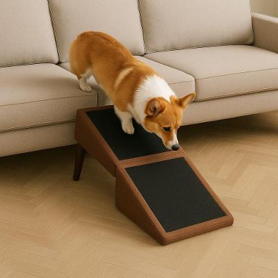 Banqueta Pet Dobrável Marrom Vira Rampa Para Cães Gatos Protege Articulações Tecido Acquablock