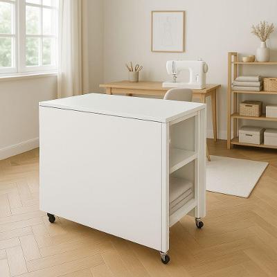 Bancada Alta Dobrável 2m Branco Ergonômica Multiuso Para Atelier Festa Cozinha Mdf Ferro
