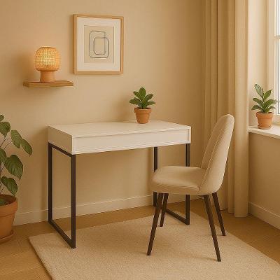 Workstation Slim Branco Mesa Home Office Com Tampo Articulado Oculta Monitor