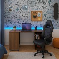 Mesa Retrátil Compacta Mdf 15mm Amadeirado Escuro Home Office Estudo Otimiza Espaço - 1