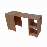 Mesa Retrátil Compacta Mdf 15mm Amadeirado Escuro Home Office Estudo Otimiza Espaço - 4