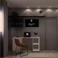 Mesa Retrátil Compacta Mdf 15mm Branco Home Office Estudo Otimiza Espaço - 1