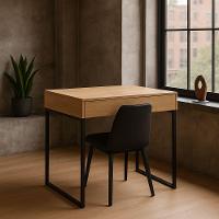 Workstation Slim Amadeirado Claro Mesa Home Office Com Tampo Articulado Oculta Monitor - 1