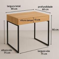 Workstation Slim Amadeirado Claro Mesa Home Office Com Tampo Articulado Oculta Monitor - 3