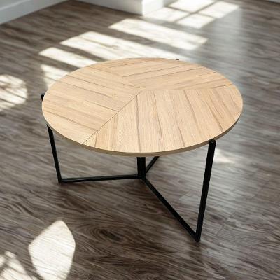 Mesa Redonda Dobrável 1.20m Amadeirado Claro Mdf 25mm E Ferro Acomoda 6 Pessoas