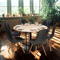 Mesa Redonda Dobrável 1.20m Amadeirado Claro Mdf 25mm E Ferro Acomoda 6 Pessoas - 3